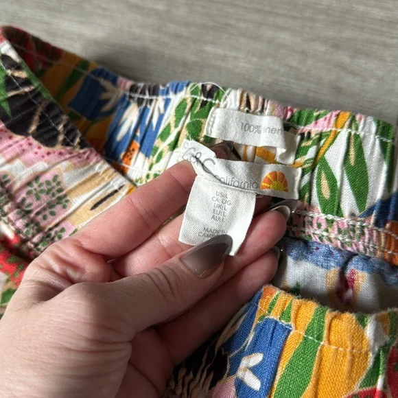 C&C California Tropical Floral Print Linen Pants Size Large - Picture 5 of 7